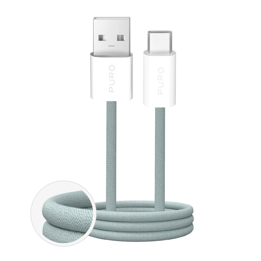 Kabel przewód USB-A – USB-C w oplocie Fabrik 2.0 10W 1.5 m – zielony
