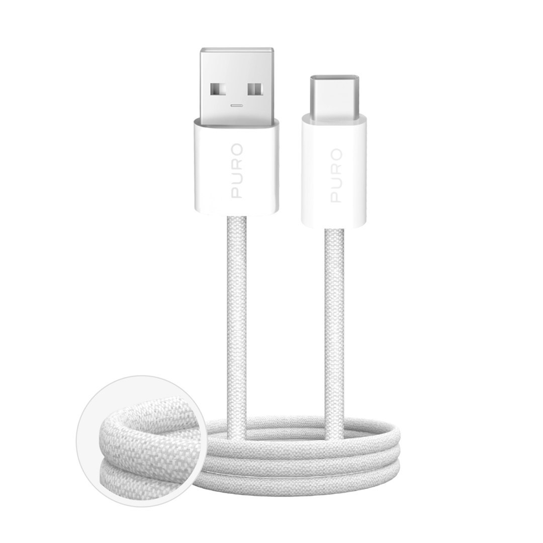 Kabel przewód USB-A – USB-C w oplocie Fabrik 2.0 10W 1.5 m – biały