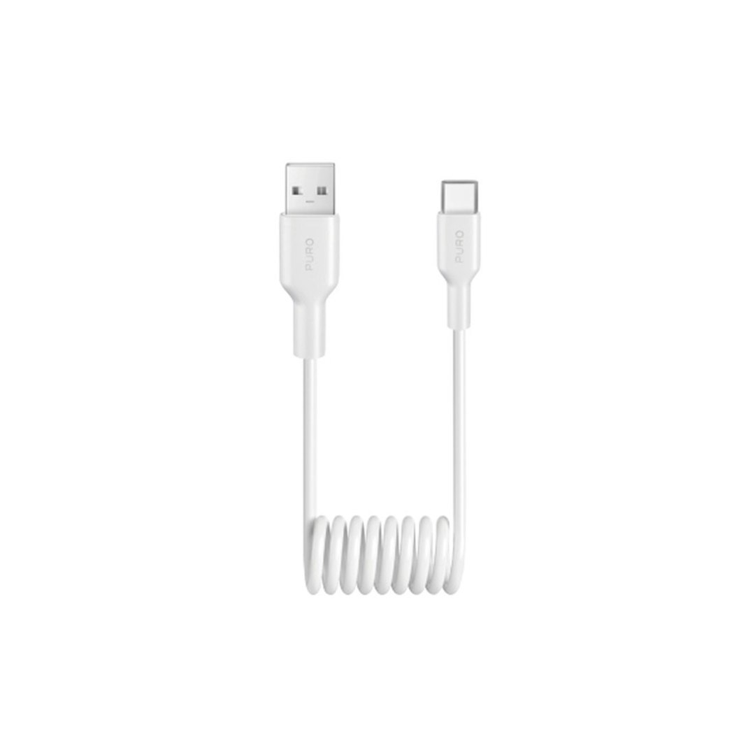 Kabel przewód spiralny USB-A – USB-C 10W 1m – biały Kabel przewód spiralny USB-A – USB-C 10W 1m – biały