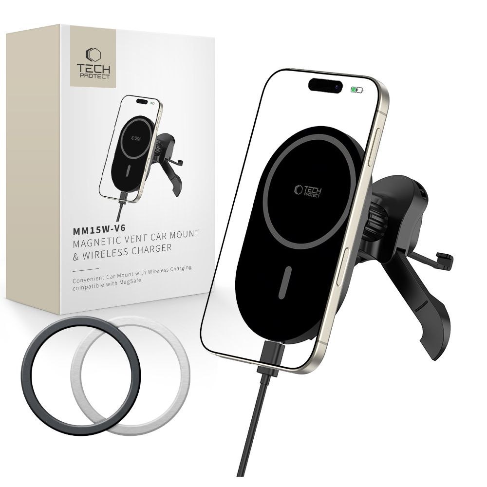 Uchwyt samochodowy magnetyczny do smartfona na kratkę wentylacyjną MagSafe – czarny Uchwyt samochodowy magnetyczny do smartfona na kratkę wentylacyjną MagSafe – czarny
