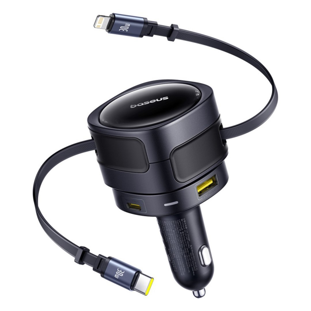 Ładowarka samochodowa USB-C z kablem USB-C iPhone Lightning 90W – czarna