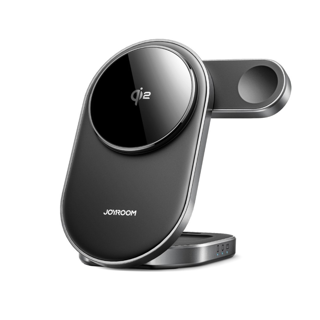 Ładowarka indukcyjna bezprzewodowa 3w1 do telefonu zegarka słuchawek Qi 15 W – czarna Ładowarka indukcyjna bezprzewodowa 3w1 do telefonu zegarka słuchawek Qi 15 W – czarna