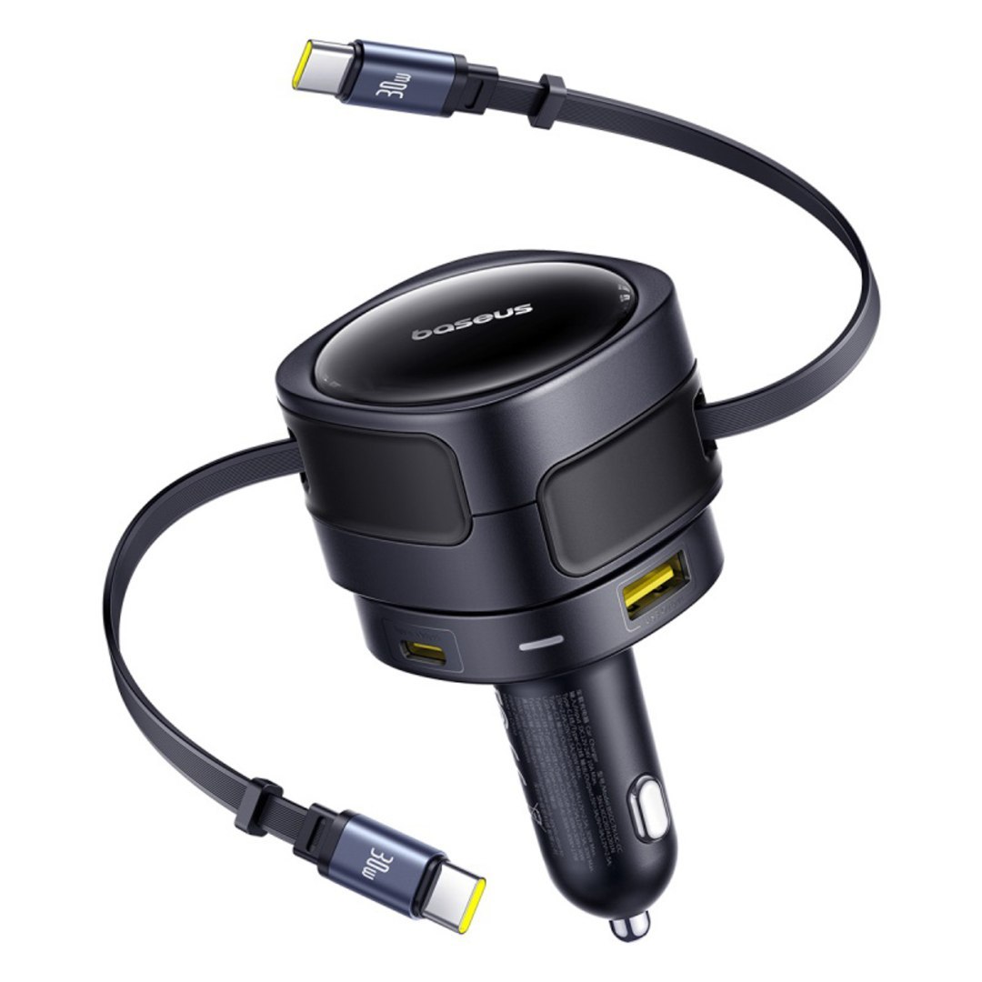 Ładowarka samochodowa ze zwijanymi kablami USB-C USB-A 90W