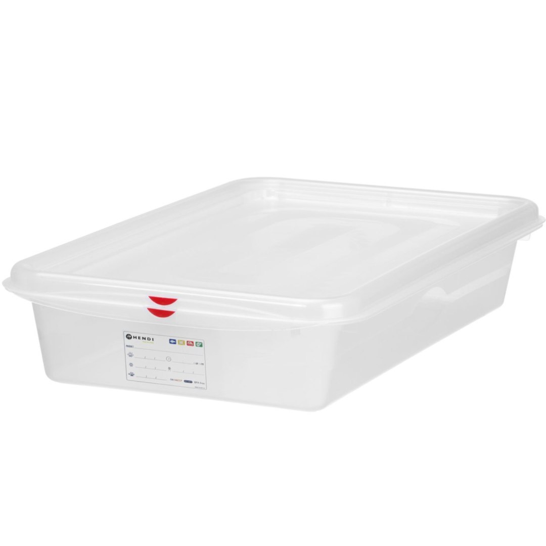 Pojemnik spożywczy GN 2/3 z etykietą pokrywką 9 l 354x325x100 mm Pojemnik spożywczy GN 2/3 z etykietą pokrywką 9 l 354x325x100 mm