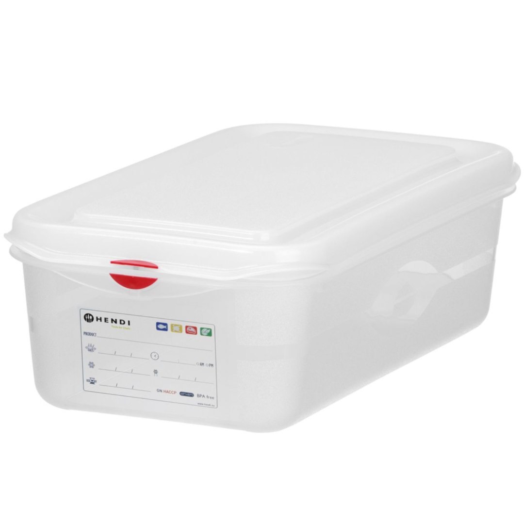 Pojemnik spożywczy GN 1/3 z etykietą pokrywką 6 l 325x176x150 mm Pojemnik spożywczy GN 1/3 z etykietą pokrywką 6 l 325x176x150 mm