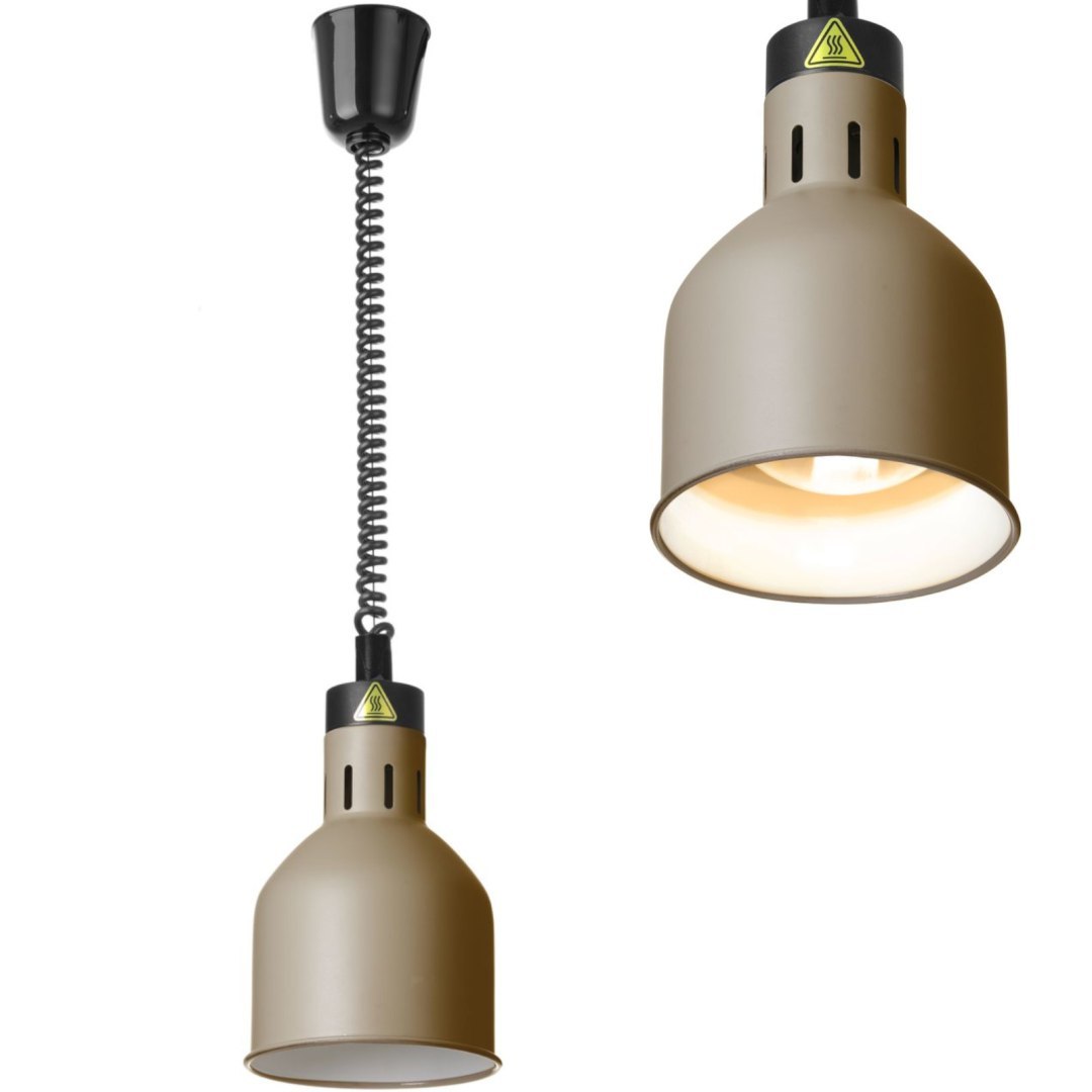 Lampa do podgrzewania potraw wisząca cylindryczna śr. 175 mm 250 W – beżowa Lampa do podgrzewania potraw wisząca cylindryczna śr. 175 mm 250 W – beżowa