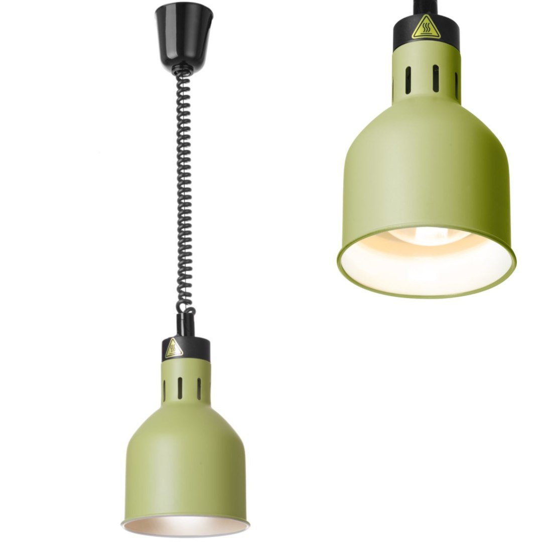 Lampa do podgrzewania potraw wisząca cylindryczna śr. 175 mm 250 W – zielona Lampa do podgrzewania potraw wisząca cylindryczna śr. 175 mm 250 W – zielona