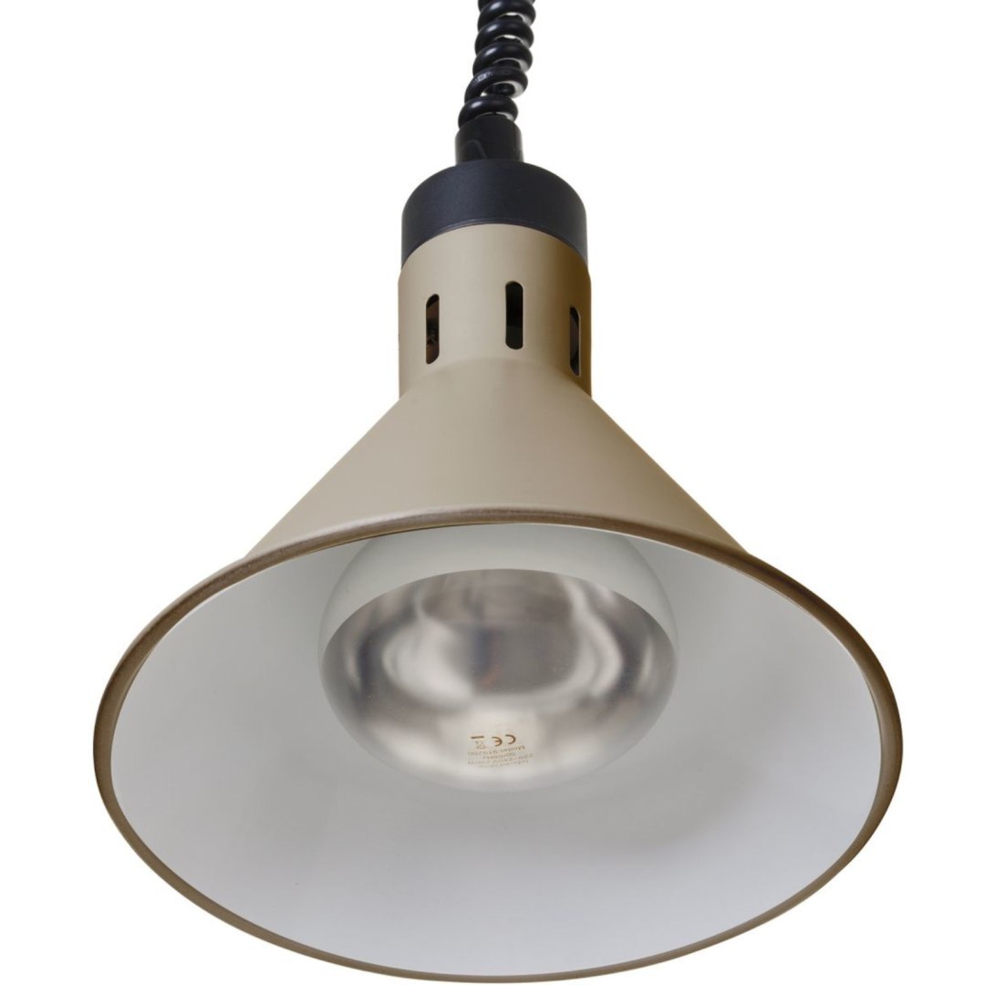Lampa do podgrzewania potraw wisząca stożkowa śr. 275 mm 250 W – beżowa