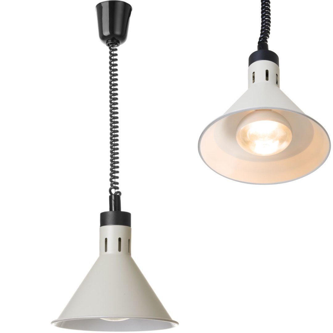 Lampa do podgrzewania potraw wisząca stożkowa śr. 275 mm 250 W – biała