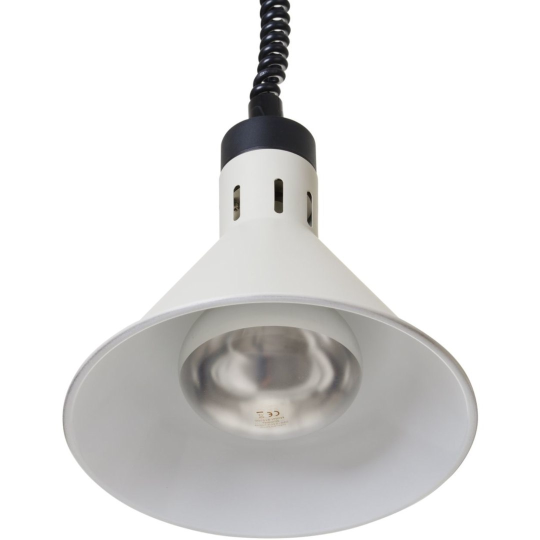 Lampa do podgrzewania potraw wisząca stożkowa śr. 275 mm 250 W – biała