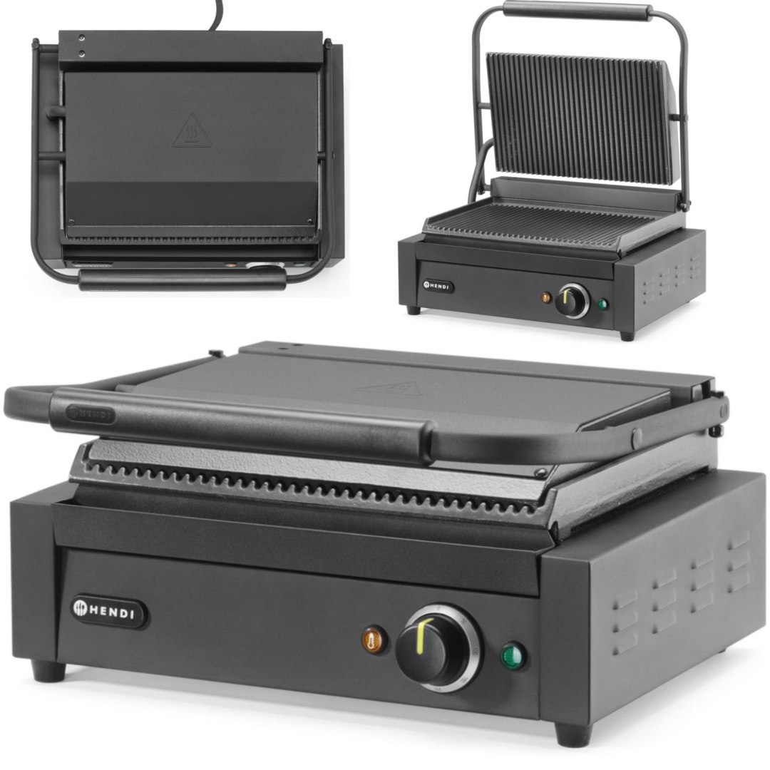 Grill elektryczny kontaktowy z płytą ryflowaną 340×235 mm 2200 W
