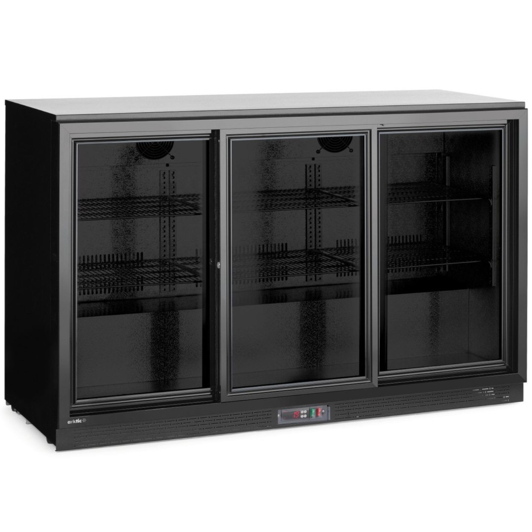 Lodówka chłodziarka barowa z 3 drzwiami suwanymi LED 308 l 160 W 135x52x87 cm