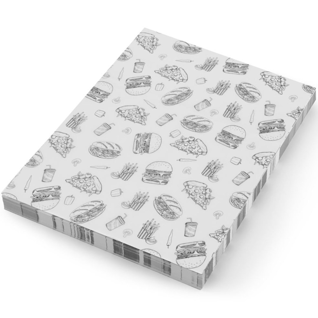 Papier pergaminowy do przekąsek frytek 20×25 cm wzór fast food – 500 szt. Papier pergaminowy do przekąsek frytek 20×25 cm wzór fast food – 500 szt.