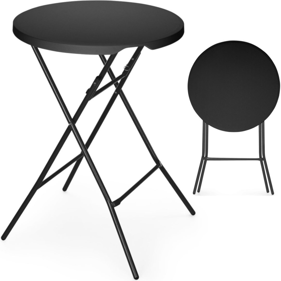 Stolik koktajlowy barowy cateringowy składany śr. 80×110 cm – czarny Stolik koktajlowy barowy cateringowy składany śr. 80×110 cm – czarny