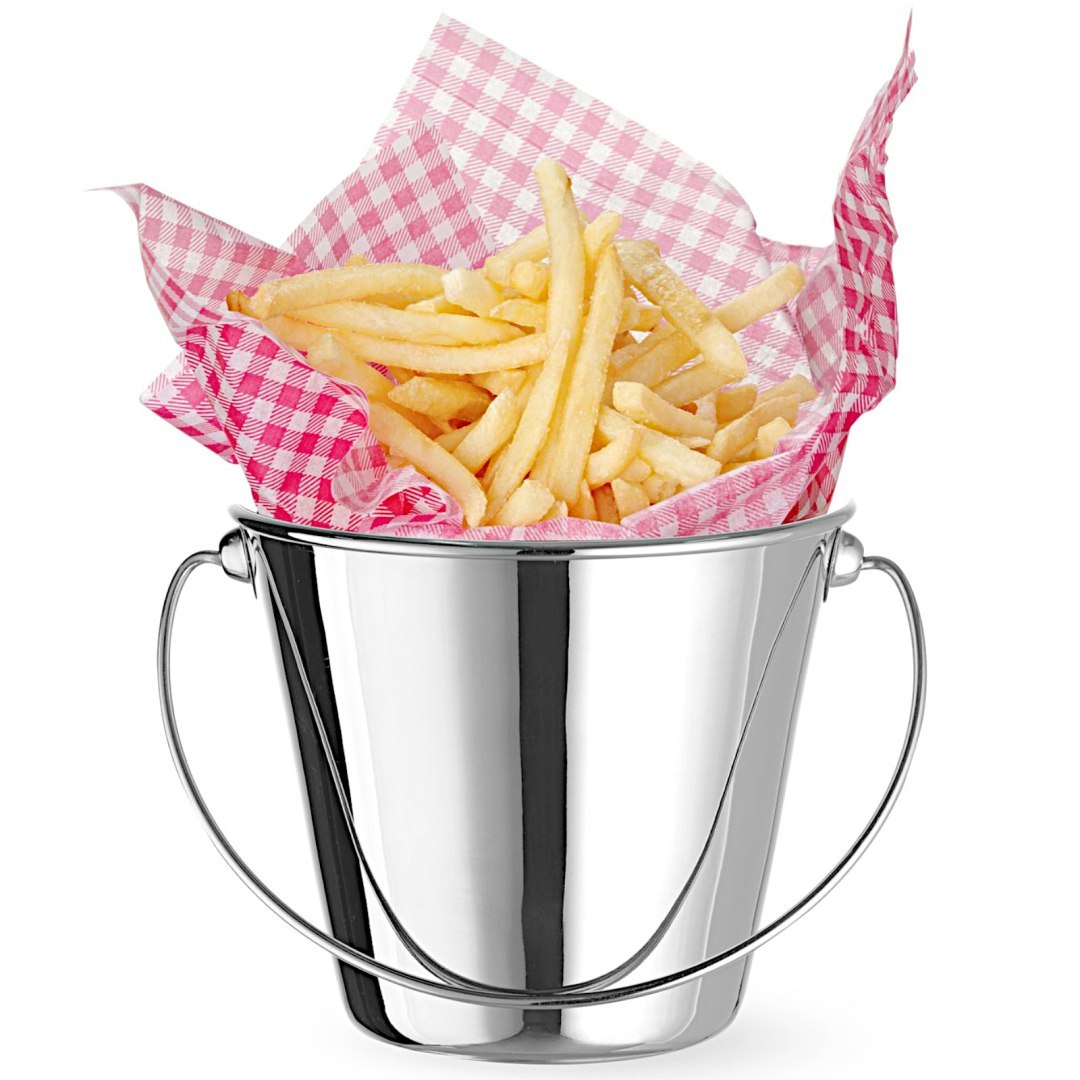 Mini wiaderko z uchwytem do serwowania przekąsek stalowe śr. 130×110 mm