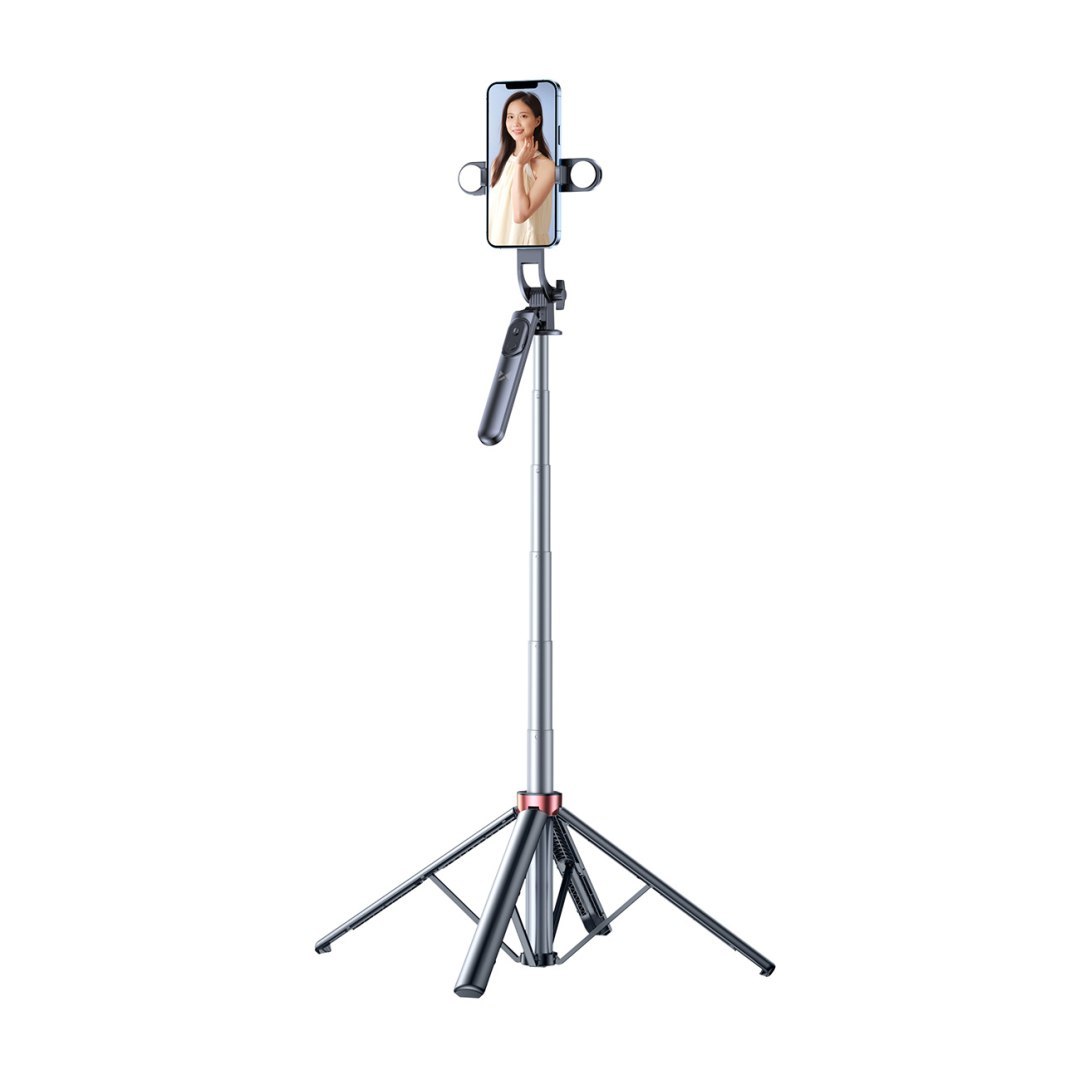 Selfie stick teleskopowy statyw do zdjęć z podwójną lampą i uchwytem na telefon 1.75m Selfie stick teleskopowy statyw do zdjęć z podwójną lampą i uchwytem na telefon 1.75m