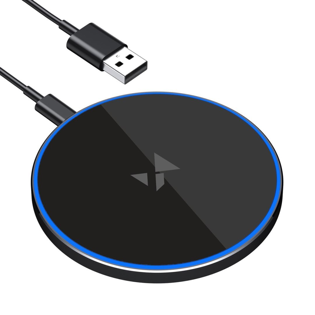 Ładowarka indukcyjna bezprzewodowa Qi z kablem USB-C 15W – czarny
