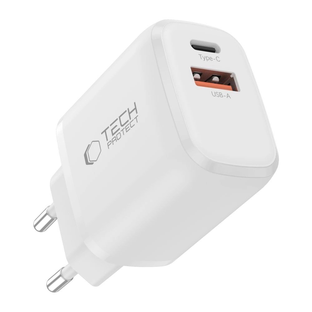 Ładowarka sieciowa NCA20 USB-A USB-C PD QC 20W z kablem USB-C 1m – biała