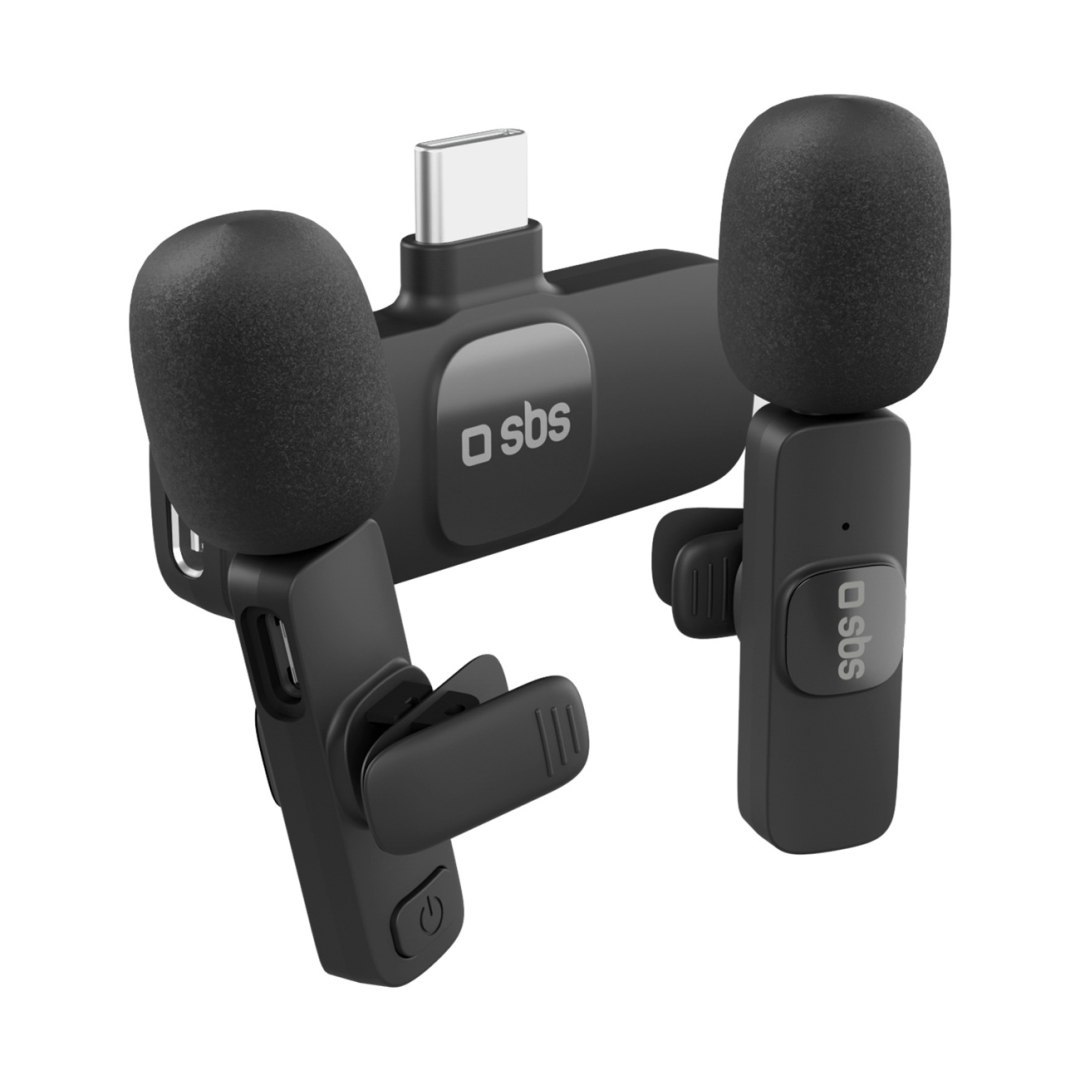 Mikrofony krawatowe bezprzewodowe z odbiornikiem USB-C czarne – 2szt. Mikrofony krawatowe bezprzewodowe z odbiornikiem USB-C czarne – 2szt.