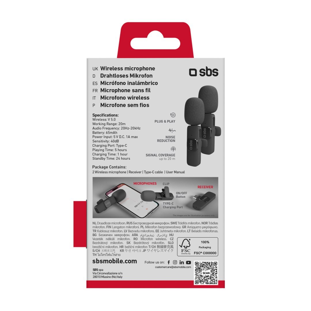 Mikrofony krawatowe bezprzewodowe z odbiornikiem USB-C czarne – 2szt. Mikrofony krawatowe bezprzewodowe z odbiornikiem USB-C czarne – 2szt.