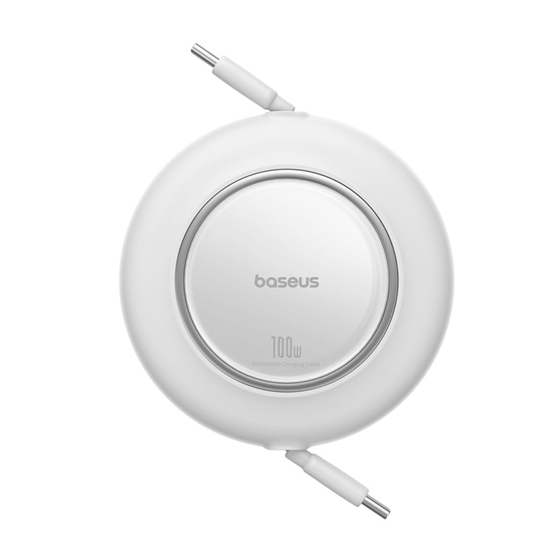 Kabel przewód zwijany USB-C 100W 2m – biały