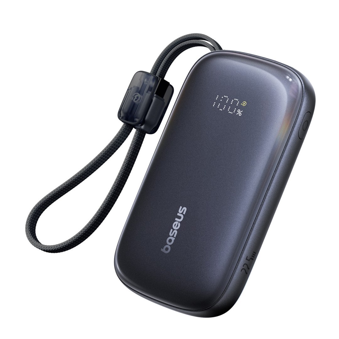 Powerbank 10000mAh 22.5W z wyświetlaczem odłączanym kablem – czarny Powerbank 10000mAh 22.5W z wyświetlaczem odłączanym kablem – czarny