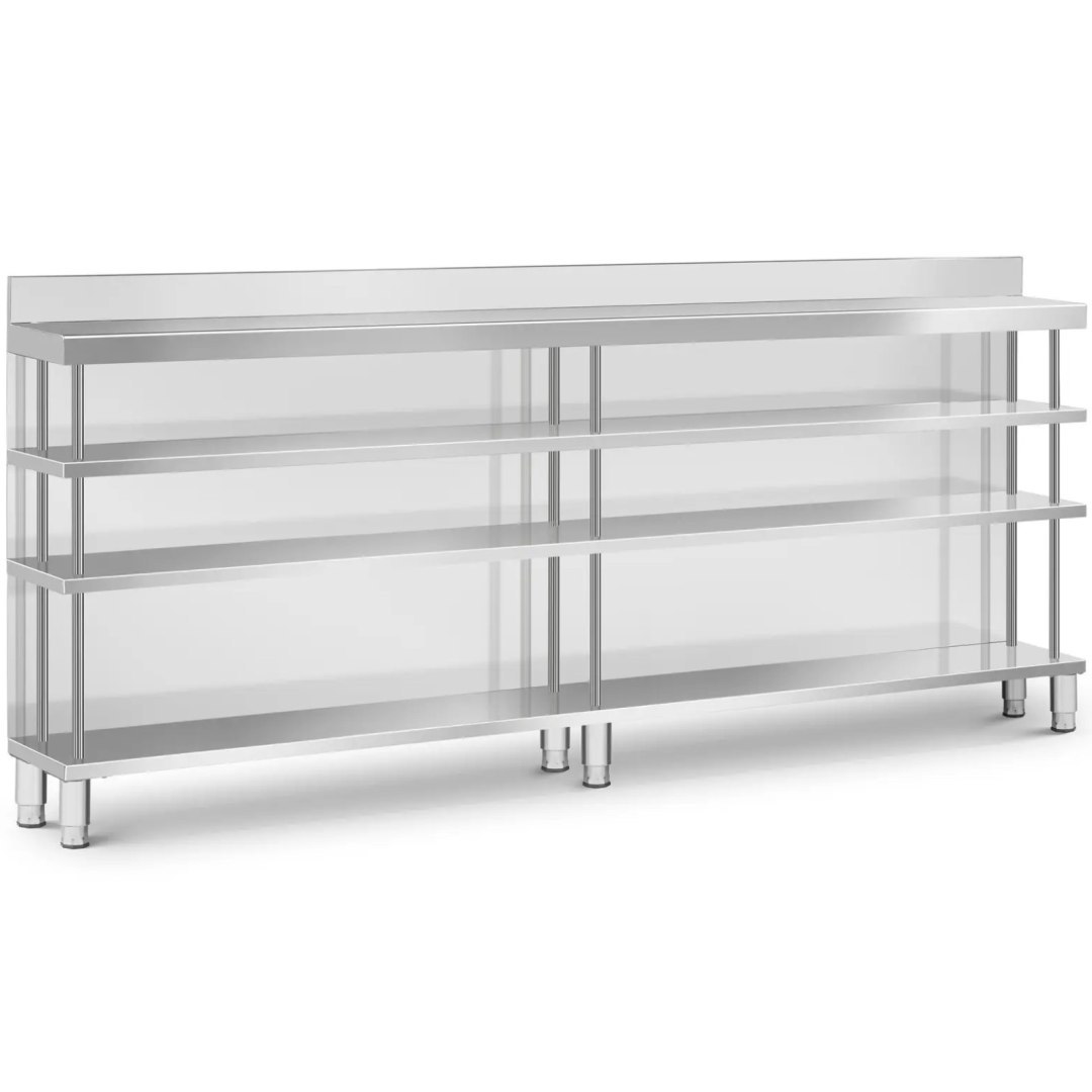 Stół blat barowy roboczy gastronomiczny z rantem 4 półki STAL 250 x 30 x 105 cm Stół blat barowy roboczy gastronomiczny z rantem 4 półki STAL 250 x 30 x 105 cm