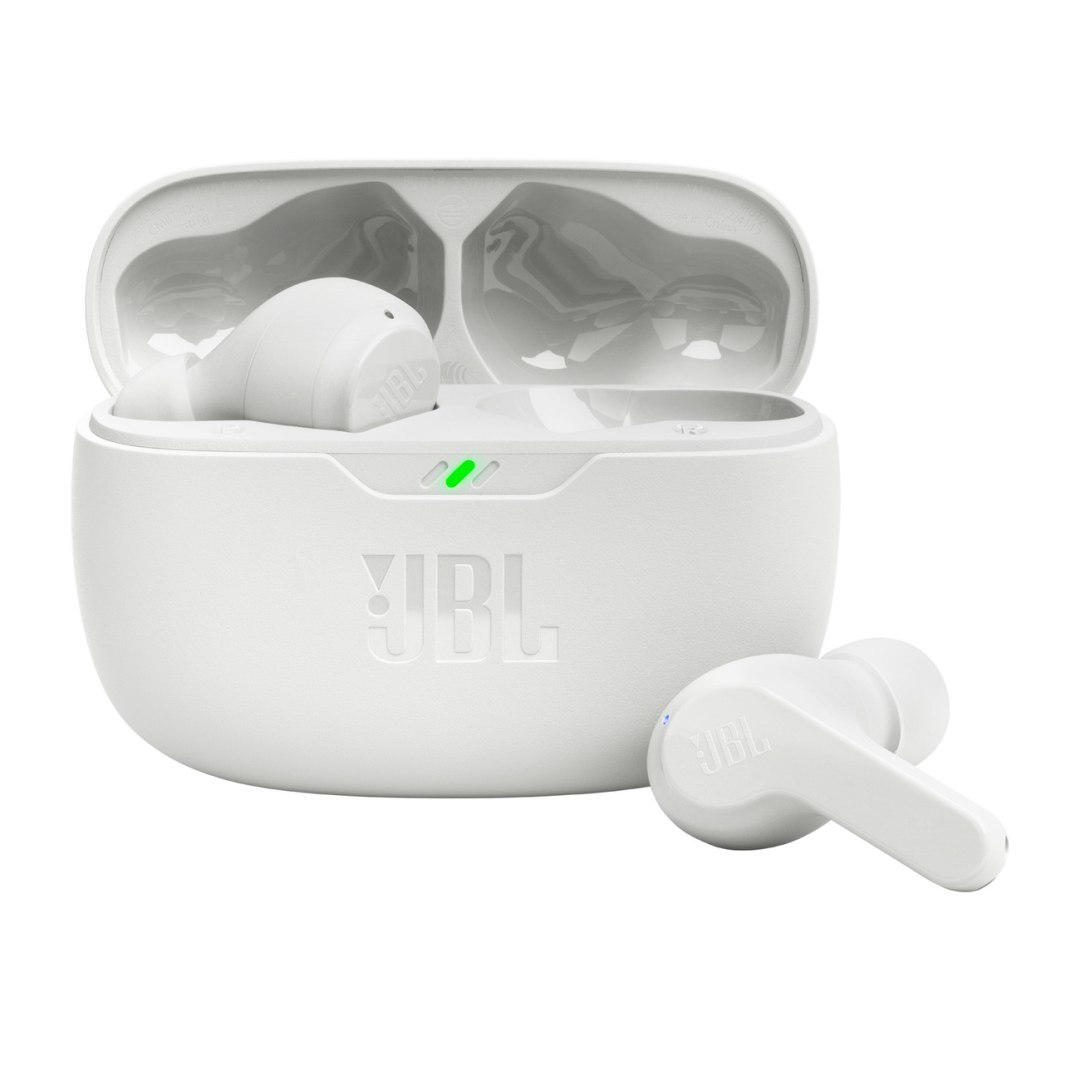 Słuchawki bezprzewodowe dokanałowe JBL Wave Beam Bluetooth 5.2 IP54 IPX2 – białe