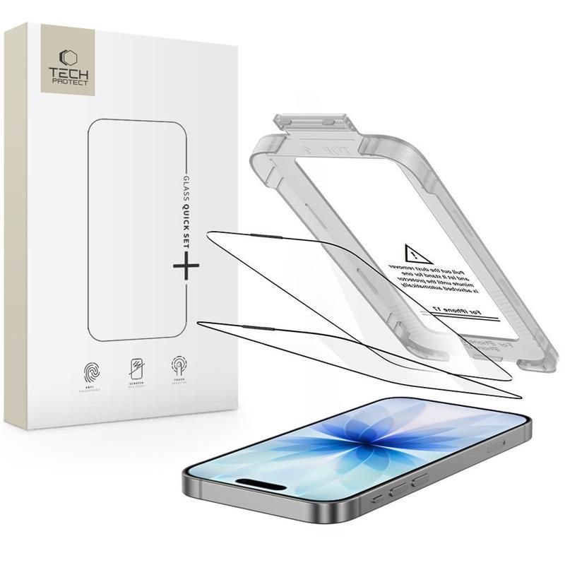 Szkło hartowane na iPhone 17 z aplikatorem Quick Set+ czarne – 2 szt.