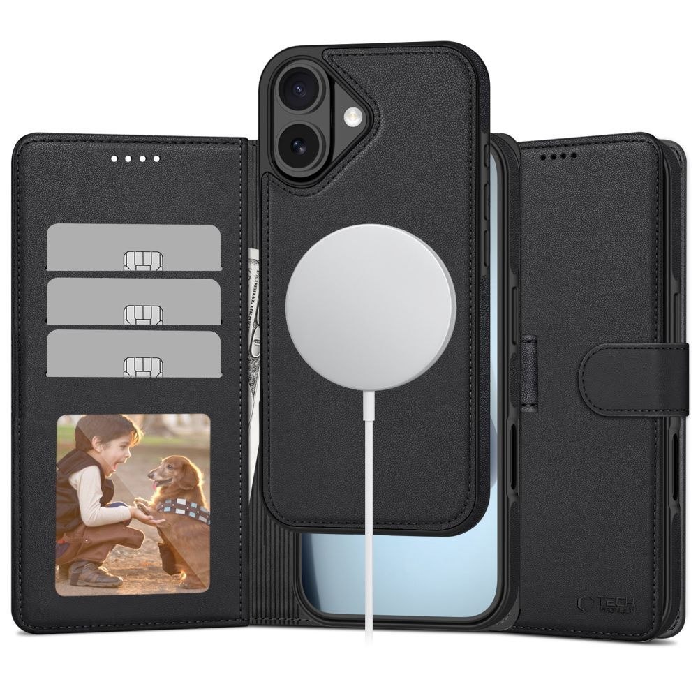 Etui pokrowiec z klapką miejscem na karty do iPhone 17 MagSafe Wallet – czarny mat