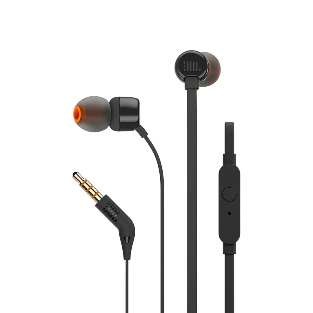 Słuchawki przewodowe douszne z pilotem JBL Tune 110 mini jack 3.5mm – czarne