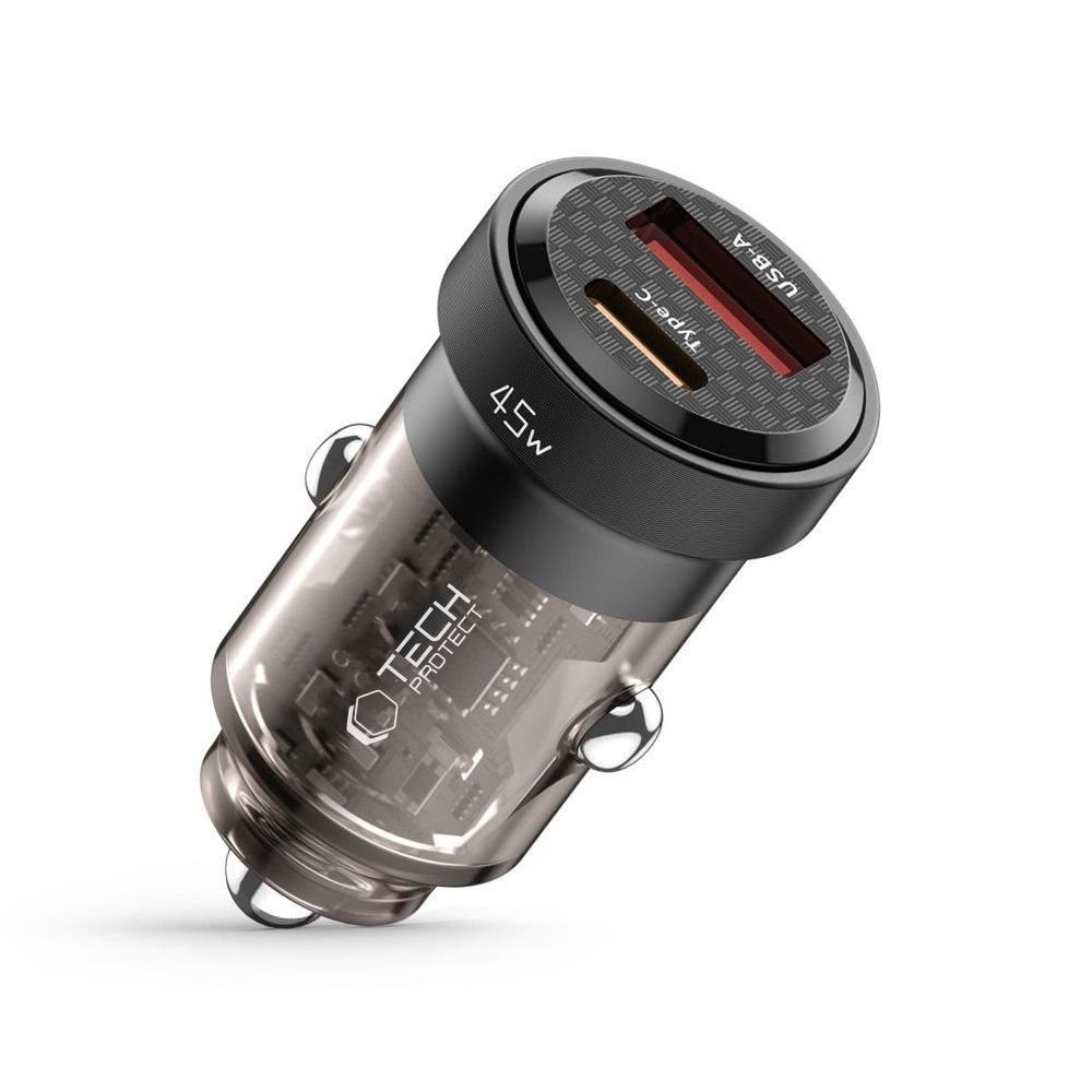 Ładowarka samochodowa USB-C USB-A CC45W QC 45W – czarna