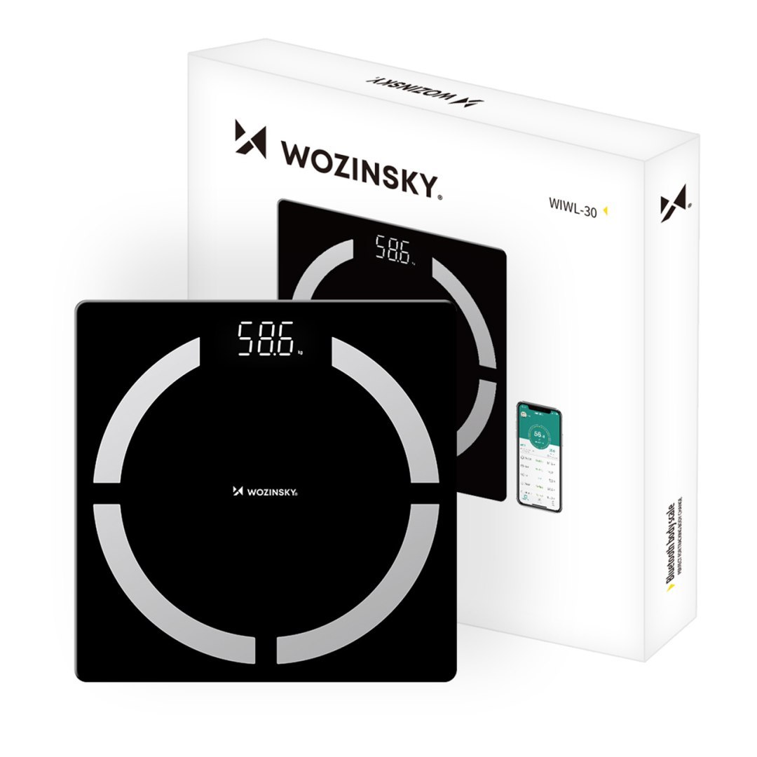 Waga łazienkowa inteligentna analityczna Bluetooth 180 kg – czarna