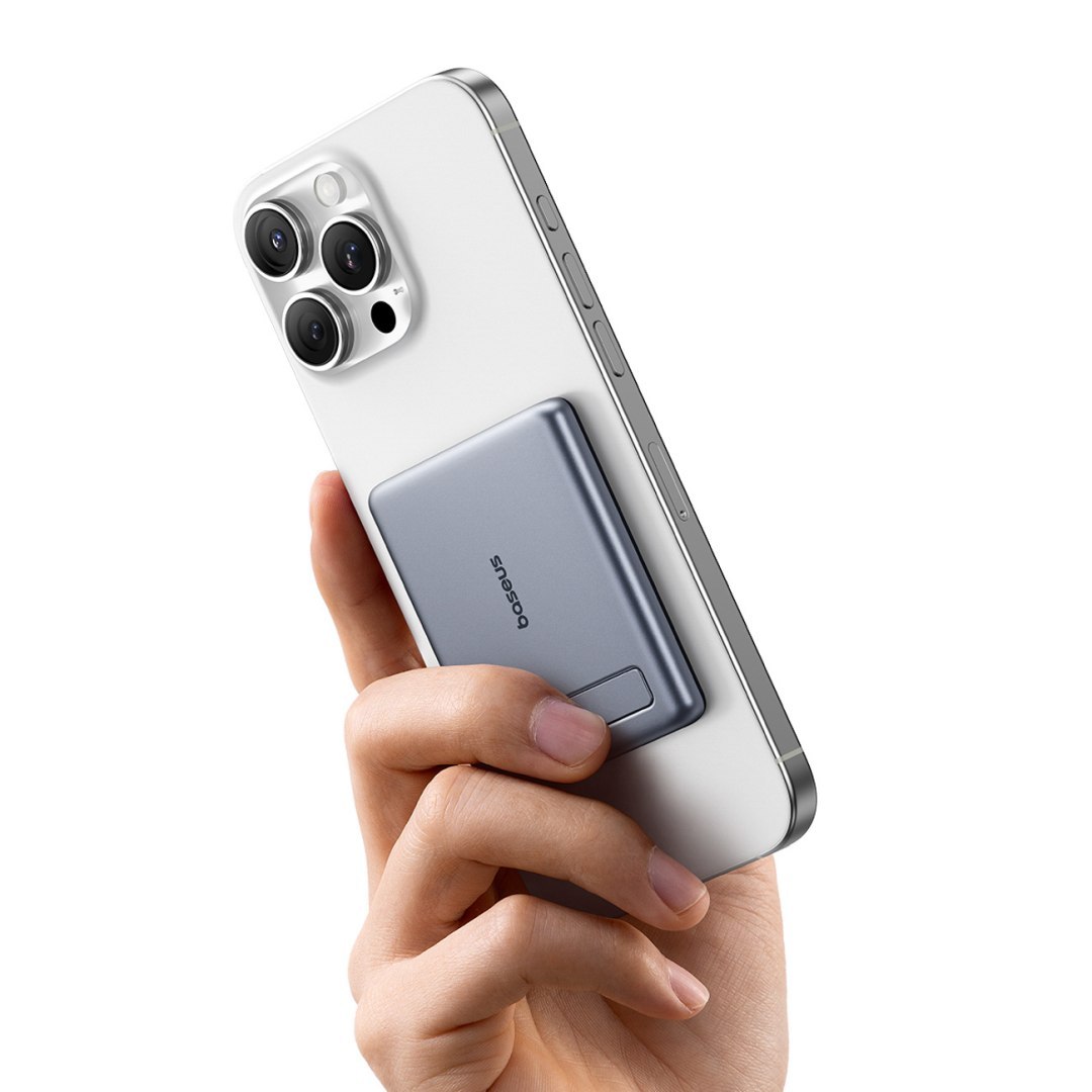 Powerbank ultracienki 5000mAh z podstawką kablem PicoGo AM31 Qi2 MagSafe 20W – szary Powerbank ultracienki 5000mAh z podstawką kablem PicoGo AM31 Qi2 MagSafe 20W – szary
