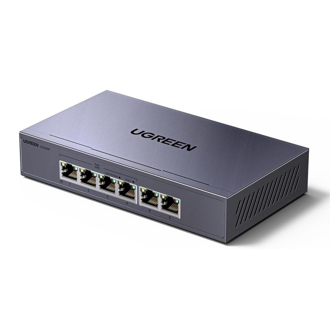 Switch przełącznik sieciowy Ethernet 6-Portowy 1Gb/s z PoE – szary Switch przełącznik sieciowy Ethernet 6-Portowy 1Gb/s z PoE – szary