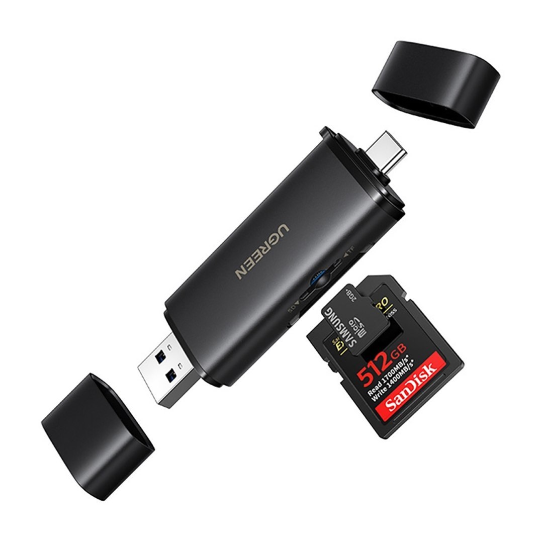 Czytnik kart pamięci 2w1 SD microSD USB-C USB-A UHS-II – czarny