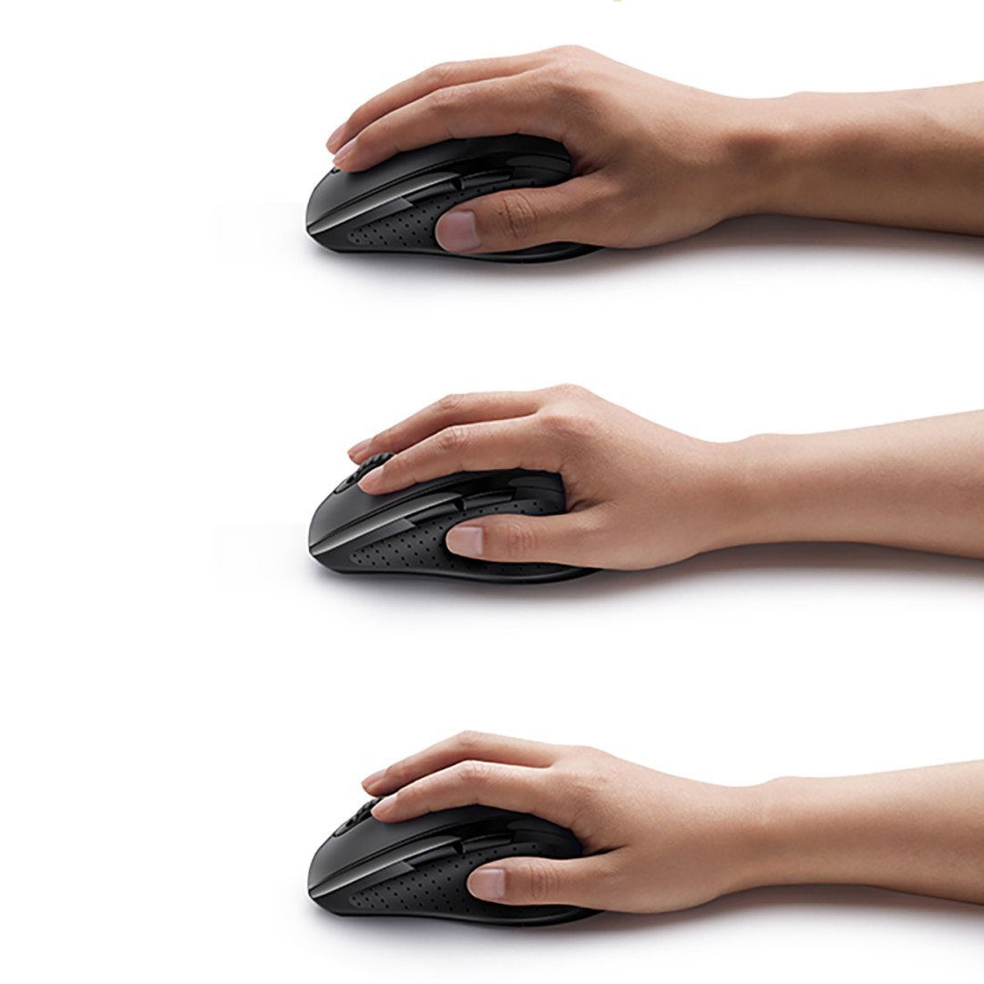 Myszka bezprzewodowa ergonomiczna optyczna 5 przycisków 1600 DPI – czarna