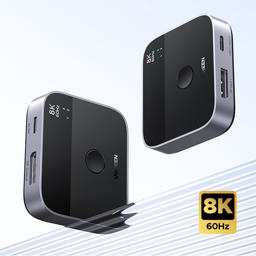 Switch przełącznik DisplayPort USB-C do USB-C – szary