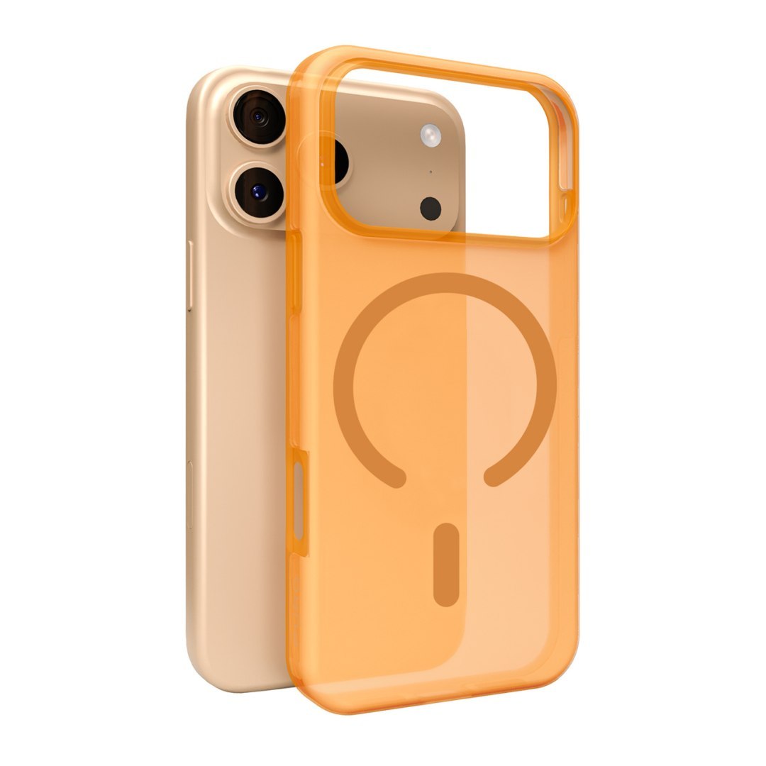 Etui silikonowe na iPhone 17 Pro Daylight Magsafe – półprzezroczyste pomarańczowe