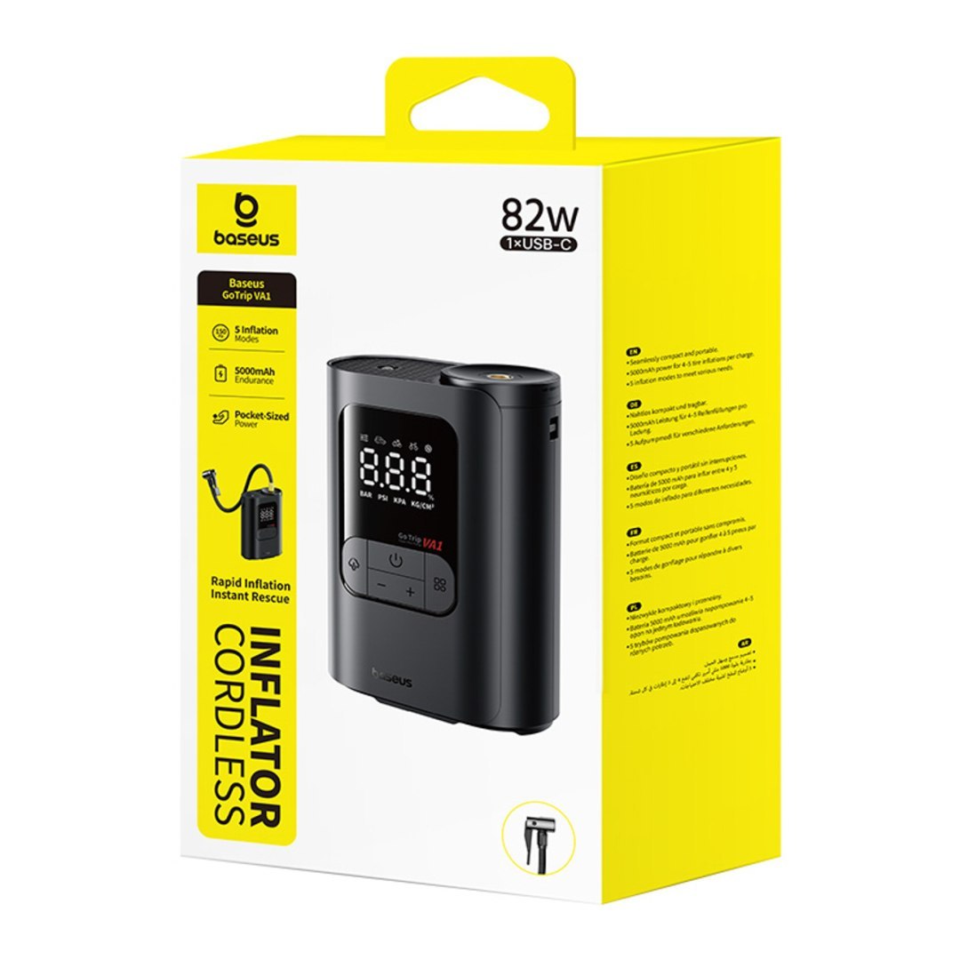 Kompresor bezprzewodowy 3 końcówki 150PSI 26 l/min 82W – czarny Kompresor bezprzewodowy 3 końcówki 150PSI 26 l/min 82W – czarny