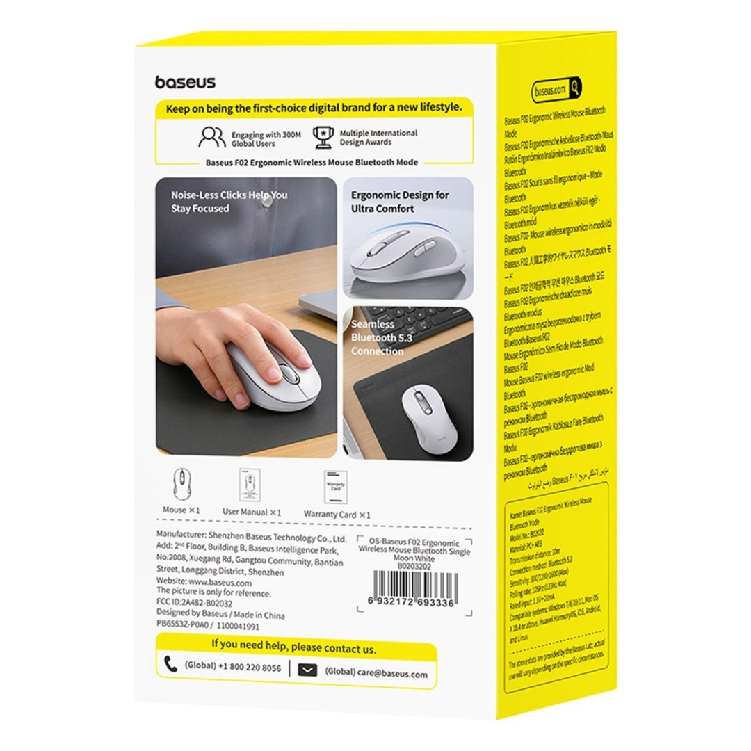 Mysz bezprzewodowa ergonomiczna Bluetooth F02 – biała Mysz bezprzewodowa ergonomiczna Bluetooth F02 – biała