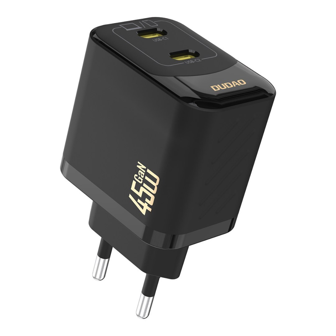 Ładowarka sieciowa 2xUSB-C GaN PD 45W – czarna