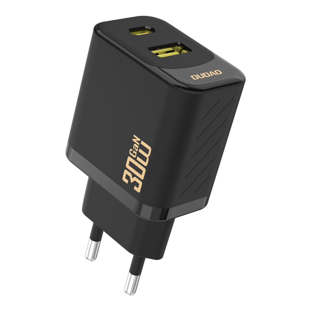 Ładowarka sieciowa USB-A USB-C GaN PD 30W – czarna Ładowarka sieciowa USB-A USB-C GaN PD 30W – czarna