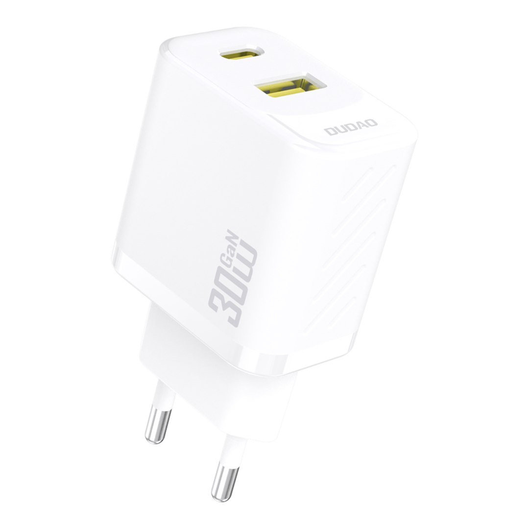 Ładowarka sieciowa USB-A USB-C GaN PD 30W – biała Ładowarka sieciowa USB-A USB-C GaN PD 30W – biała