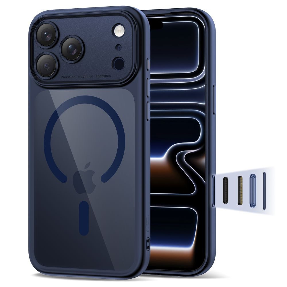 Etui pokrowiec case na iPhone 17 Pro Magpeak Magsafe CC – przezroczysto-granatowe