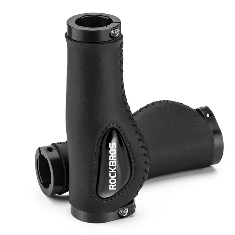 Skórzane gripy uchwyty rowerowe na kierownicę śr. 22mm – czarne