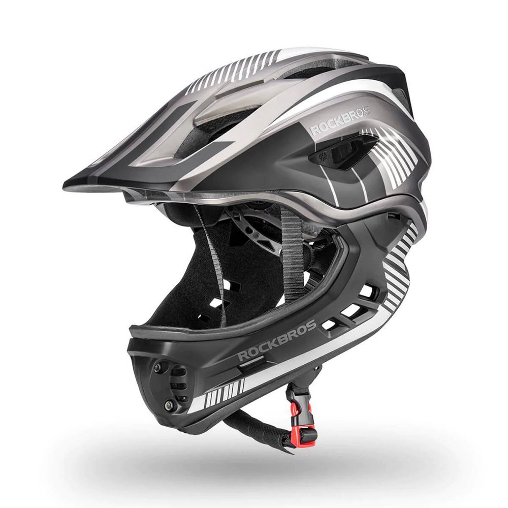 Kask rowerowy dziecięcy z odpinaną szczęką rozmiar S – szary