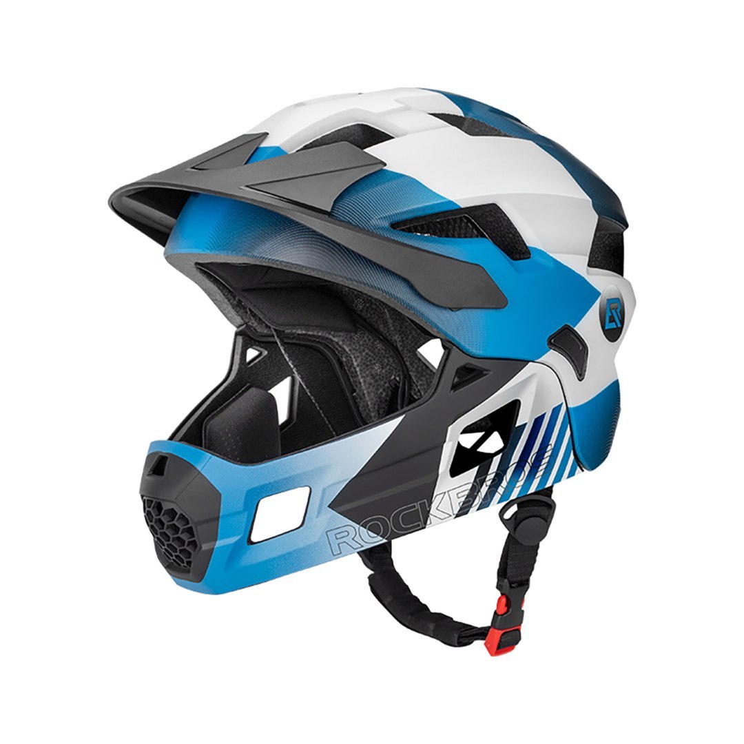Kask rowerowy dziecięcy z odpinaną szczęką rozmiar M 54-57cm – niebieski