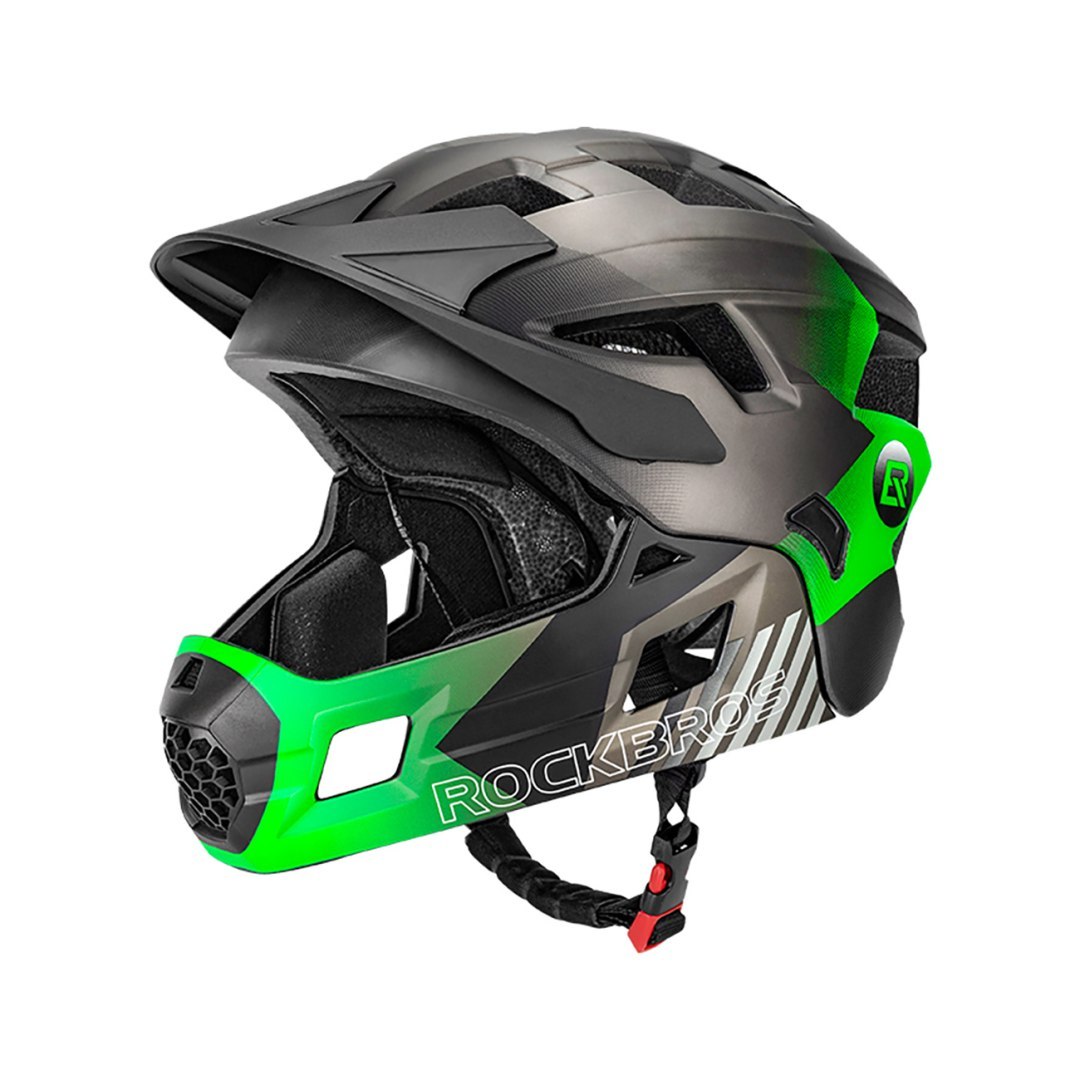 Kask rowerowy dziecięcy z odpinaną szczęką rozmiar M 54-57cm – zielony