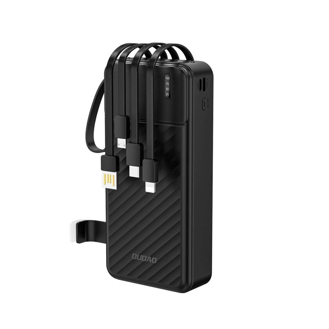 Powerbank K11 Pro 20000mAh z wbudowanymi kablami – czarny